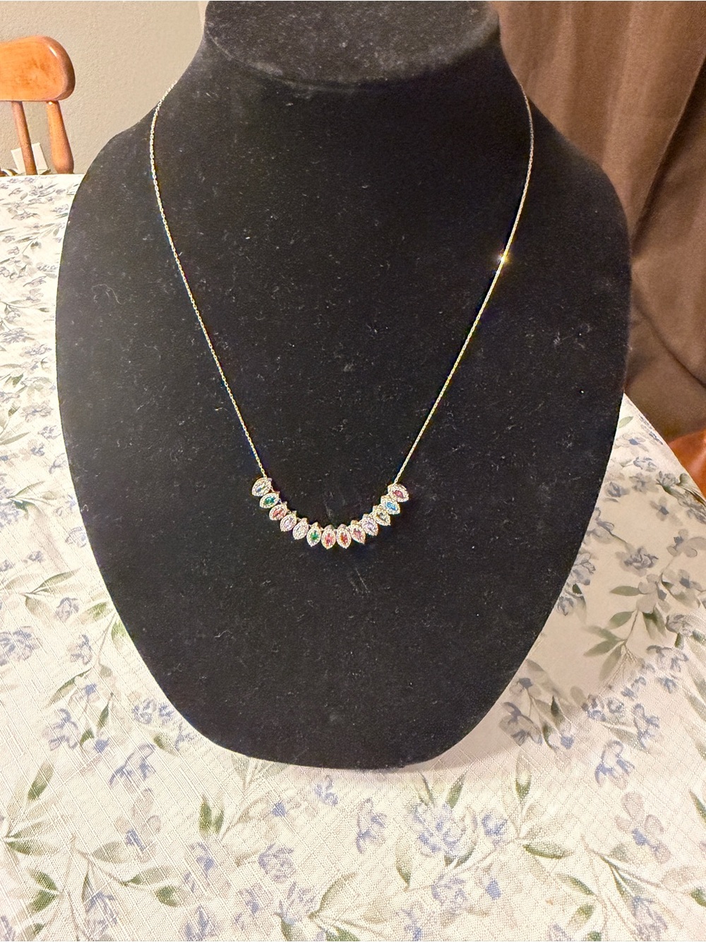 Multicolor Marquise Crystal Station Necklace - Women Jewelry
